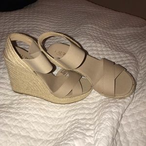 Ralph Lauren nude wedges size 7